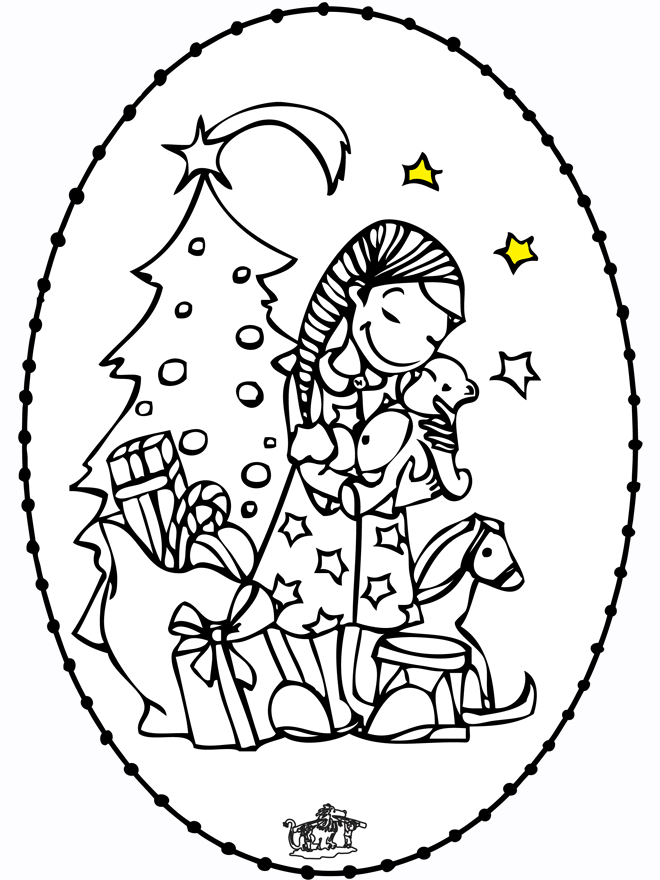 Cartão de cortar - menina e árvore de natal - Mais