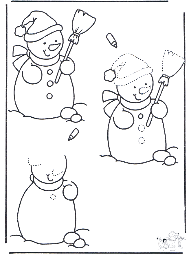 Desenha um boneco de neve - Desenhando