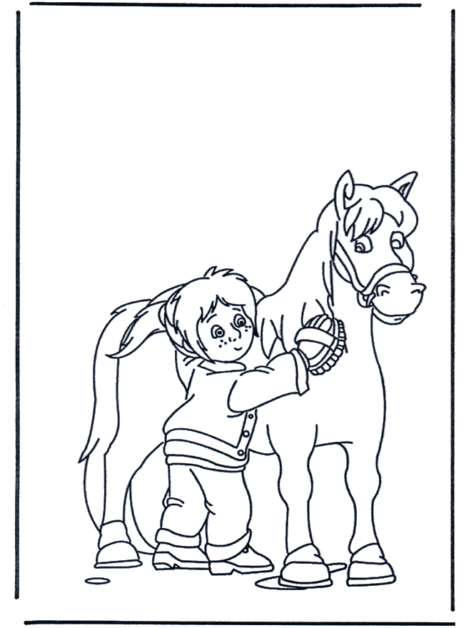 Escovando o cavalo - Cavalos