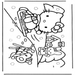 Personagens de banda desenhada - Hello Kitty na neve