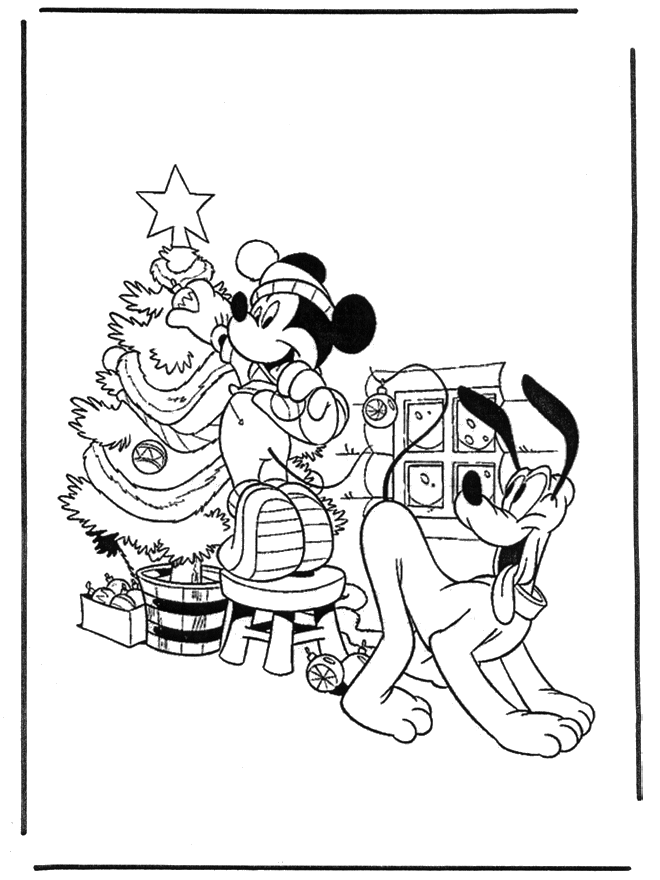 Mickey com árvore de Natal - Pintando o Natal