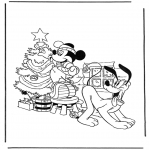 Personagens de banda desenhada - Mickey com árvore de Natal