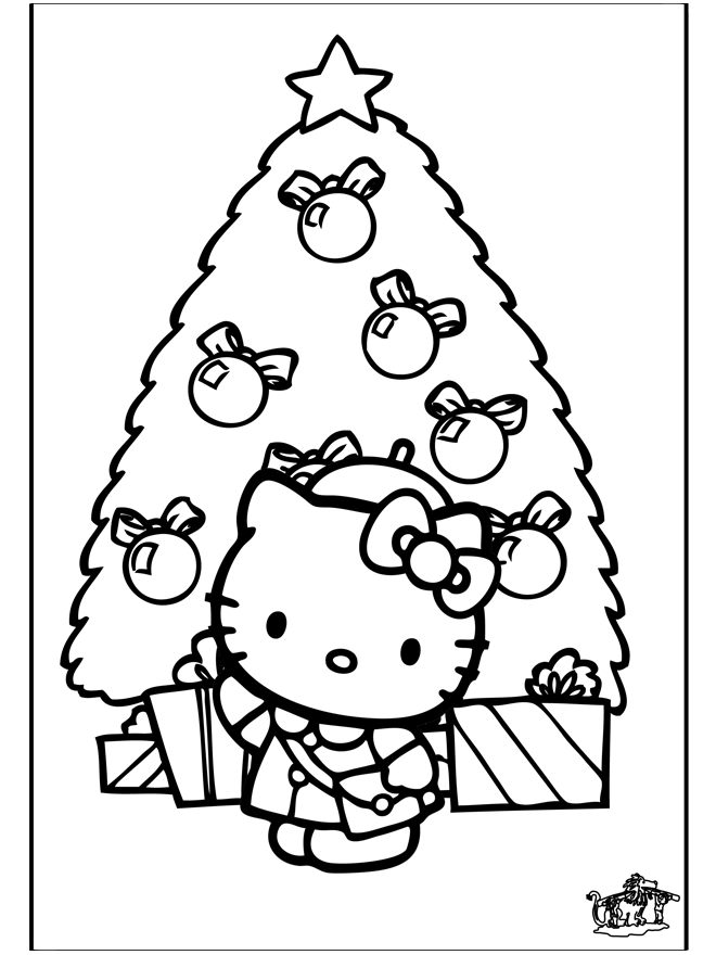 Desenhos para colorir de Natal: Hello Kitty