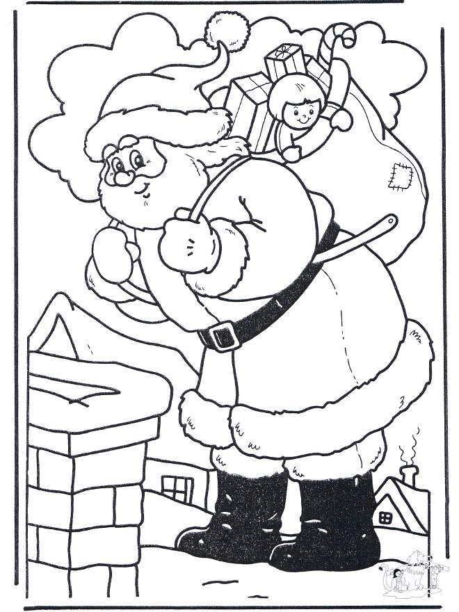 Desenho de Pai Natal a saudar para Colorir - Colorir.com