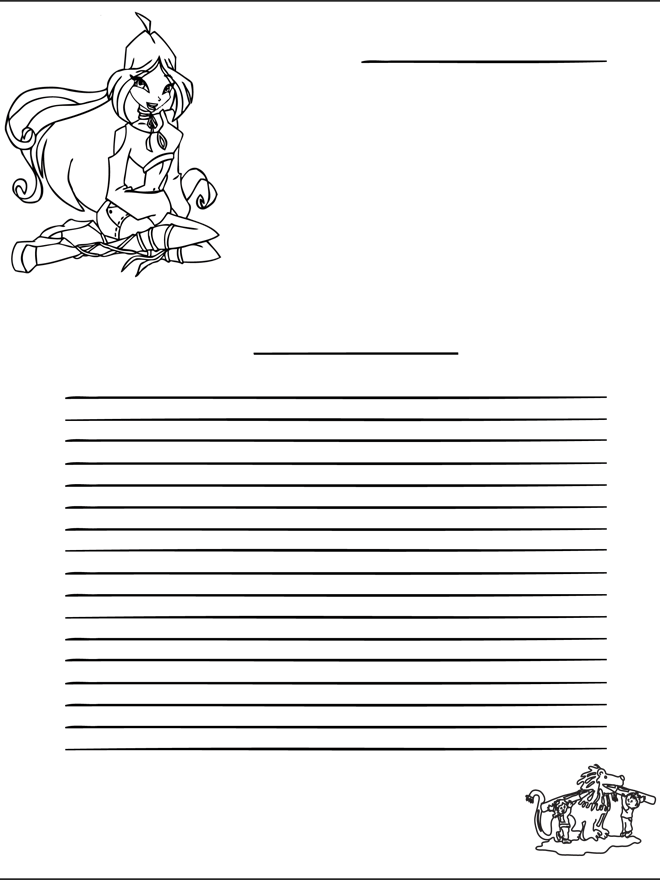 Papel de escrever Winx - Escrevendo papel