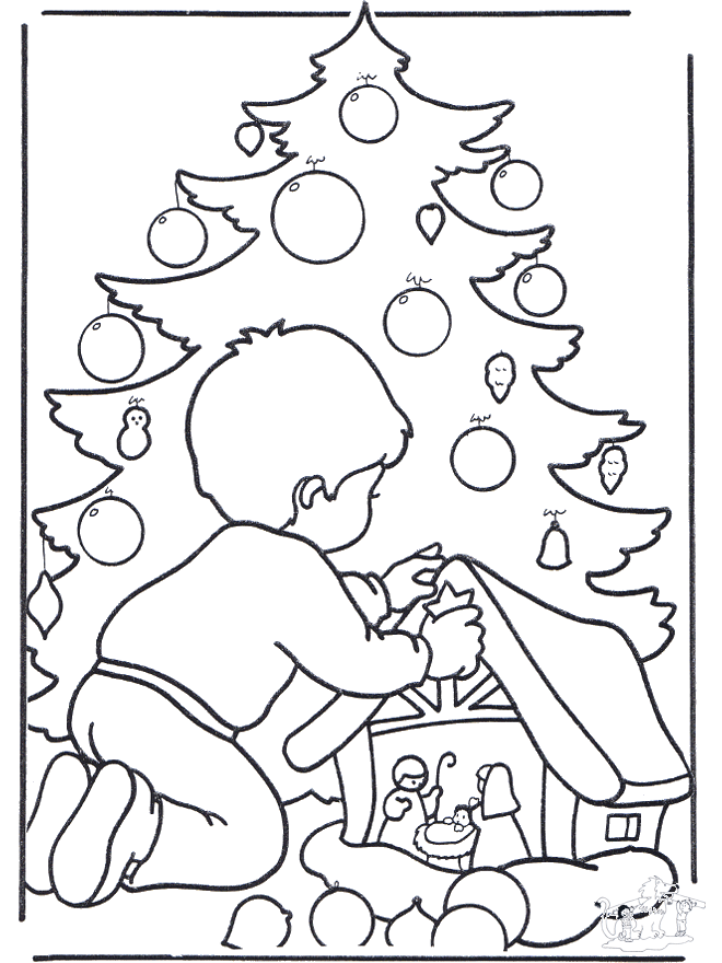 Rapaz com árvore de Natal - Pintando o Natal