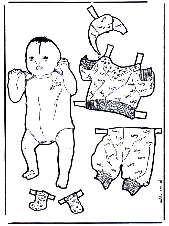 Vestir bebé - Bonecas de papel